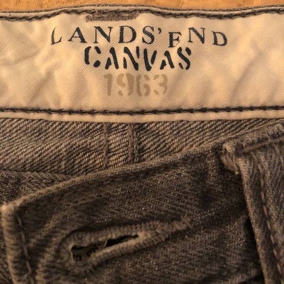 Lands' End Canvas Jeans Men's Grey Slim Fit  W 34  L 32 1963 Distressed Denim - Picture 8 of 15